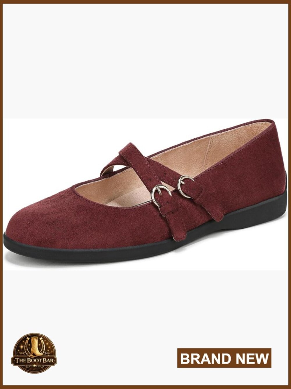Women's Microsuede Mary Jane Flats with Arch Support Slip-On Comfort Shoes